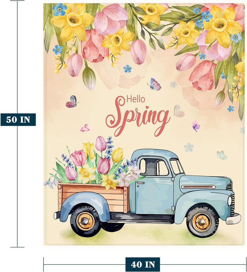 YeeJu Spring Kids Throw Blanket 40x50 Small Farmhouse Spring Theme Floral Blanket for Girls Boys Child Baby Bed Soft Fuzzy Plush Fleece Blanket and Throws Easter Decorative Blanket - Image 2